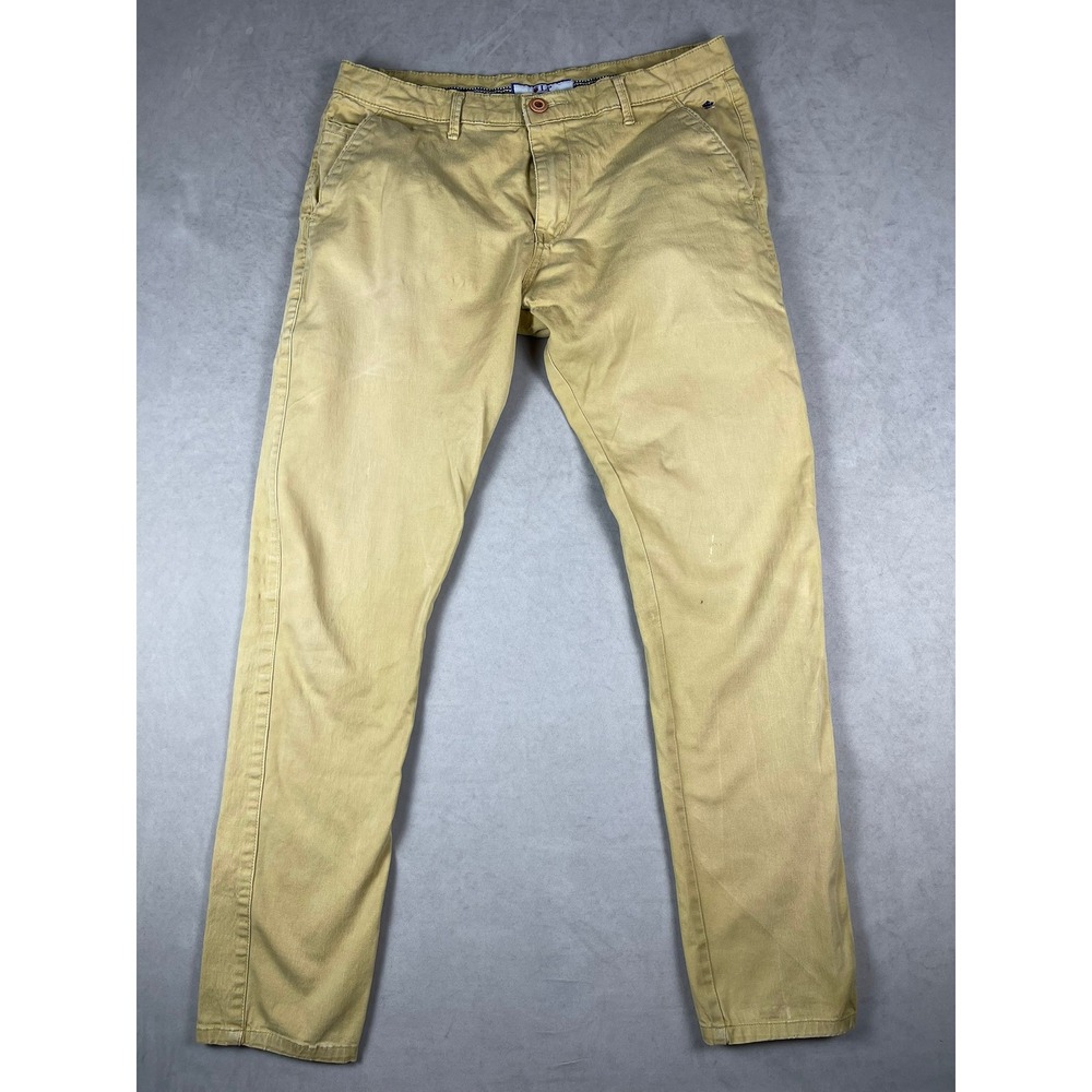 Louis‎ Philippe Mens Tan Khaki Chino Pants Size 34 Slim Straight Business Casual